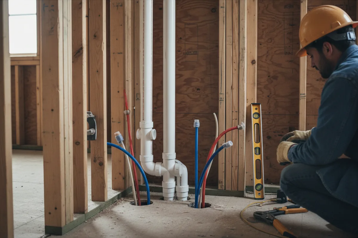 Drain and supply rough-in during Garbage Disposal Repair in Poplar
