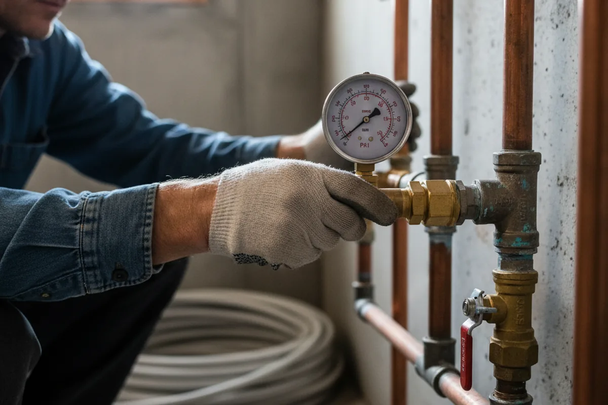 Pressure testing a repaired line during Water Line Repair in Poplar